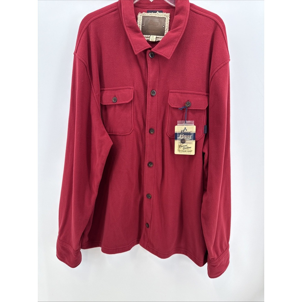 NWT BASS The Lodge Shirt Mens Fleece XXL Red Long Sleeve
